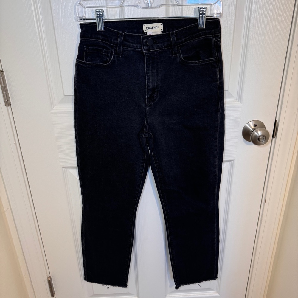 L'AGENCE Black Slim-Leg Cropped Jean